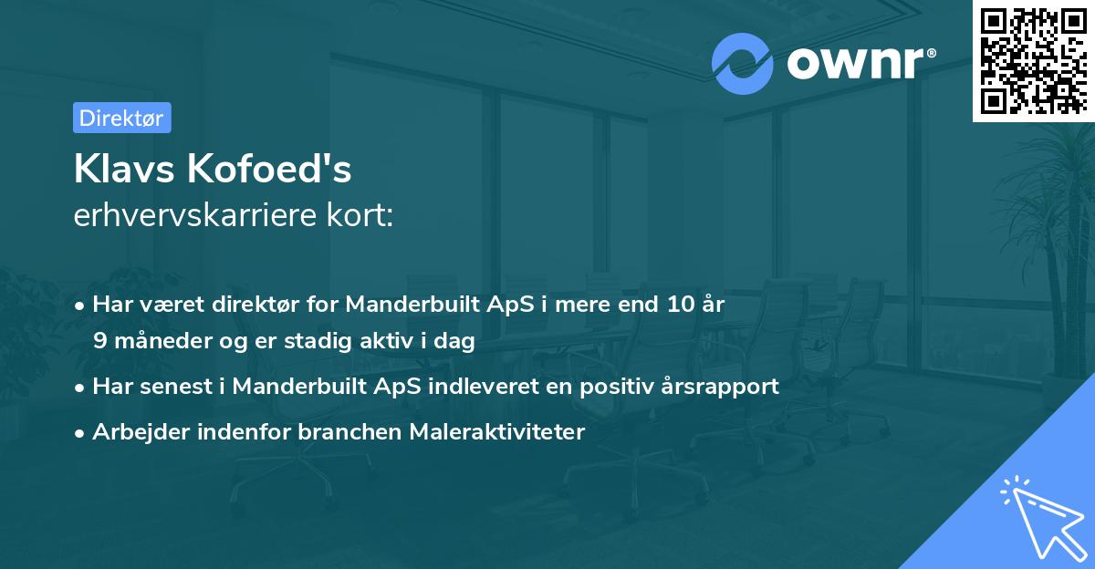 Klavs Kofoed's erhvervskarriere kort