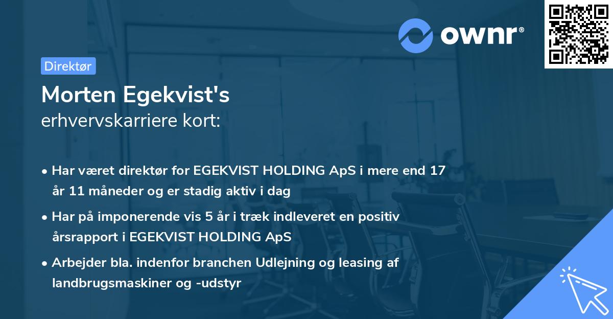 Morten Egekvist's erhvervskarriere kort