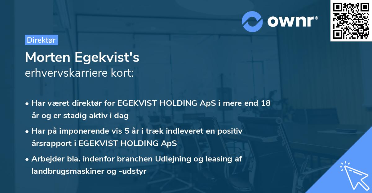 Morten Egekvist's erhvervskarriere kort