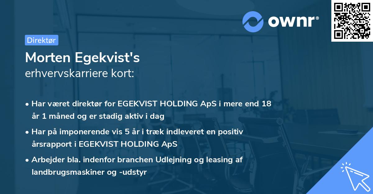 Morten Egekvist's erhvervskarriere kort