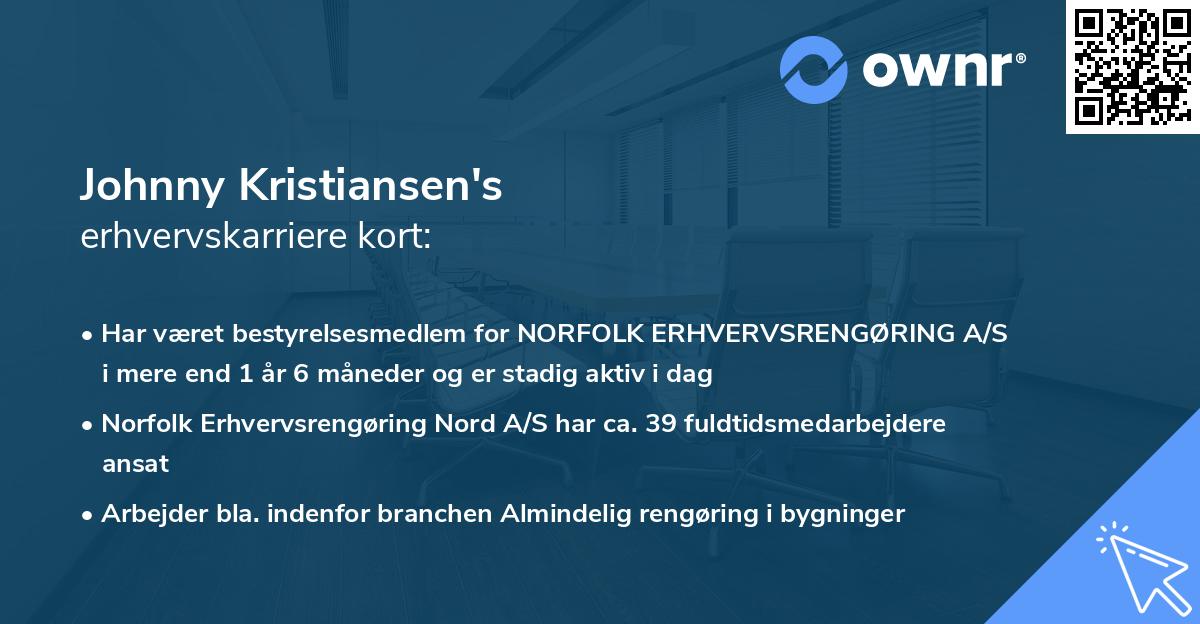 Johnny Kristiansen's erhvervskarriere kort
