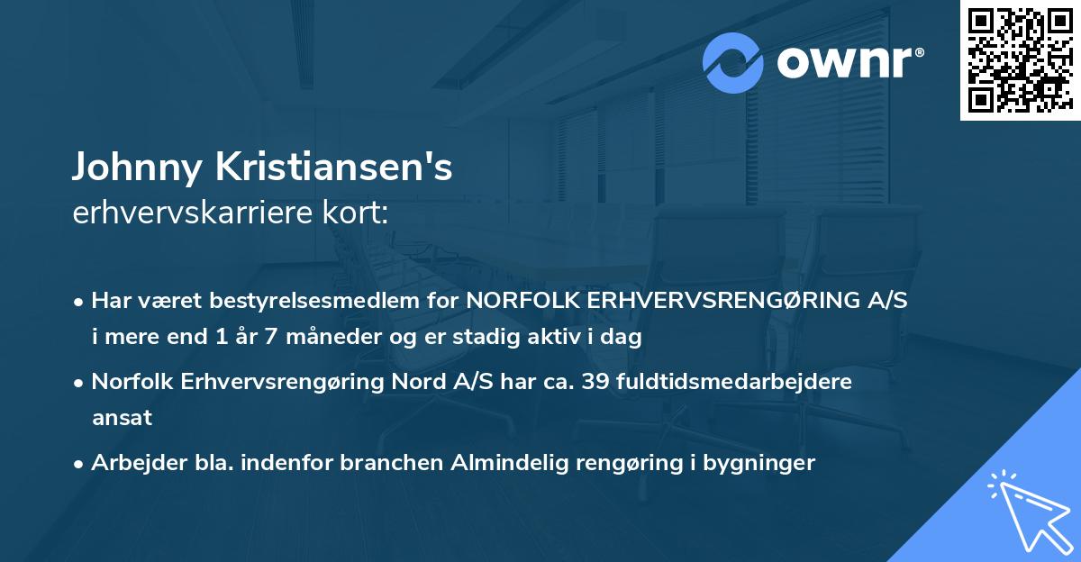 Johnny Kristiansen's erhvervskarriere kort