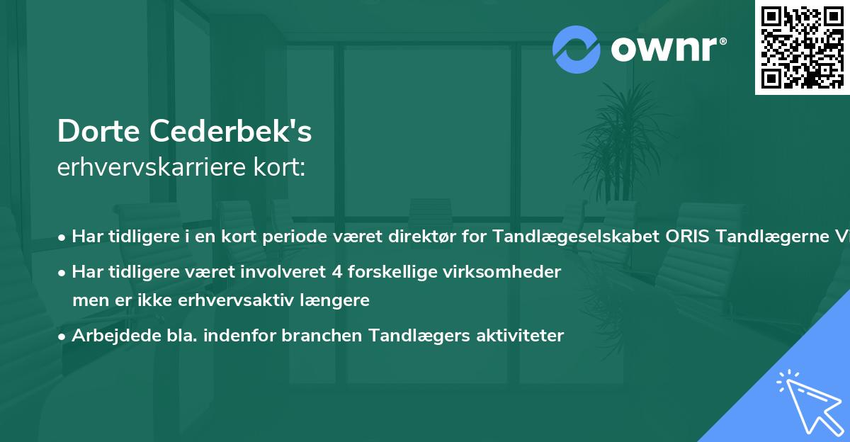 Dorte Cederbek's erhvervskarriere kort
