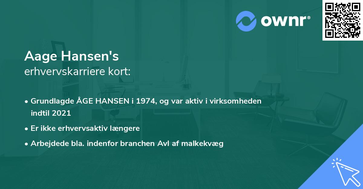 Aage Hansen's erhvervskarriere kort