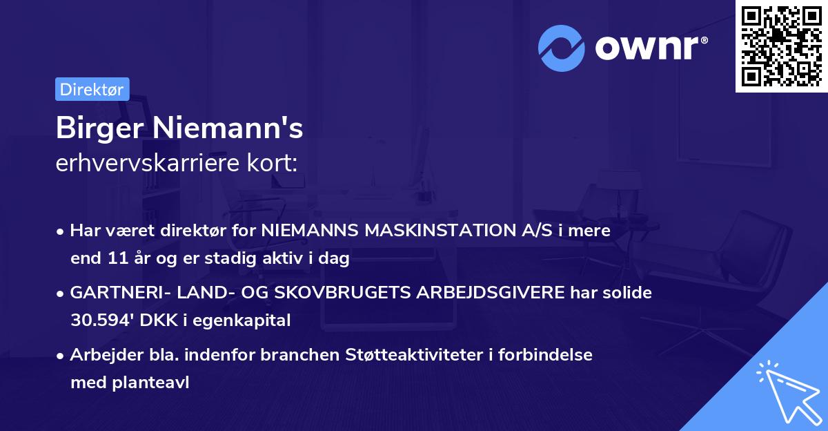 Birger Niemann's erhvervskarriere kort