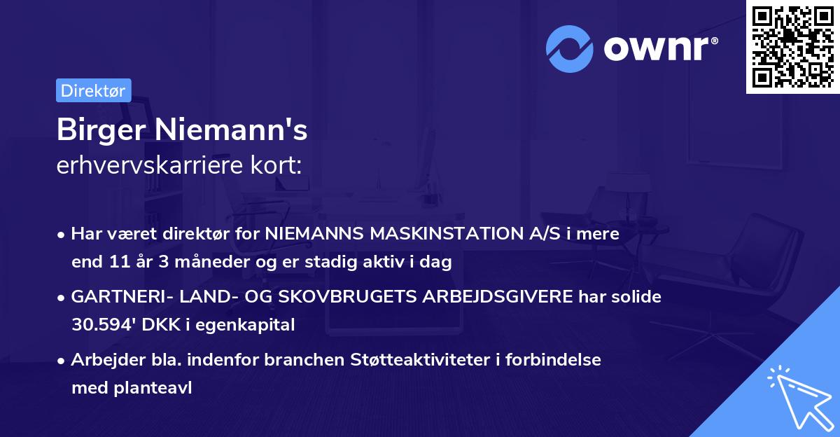 Birger Niemann's erhvervskarriere kort