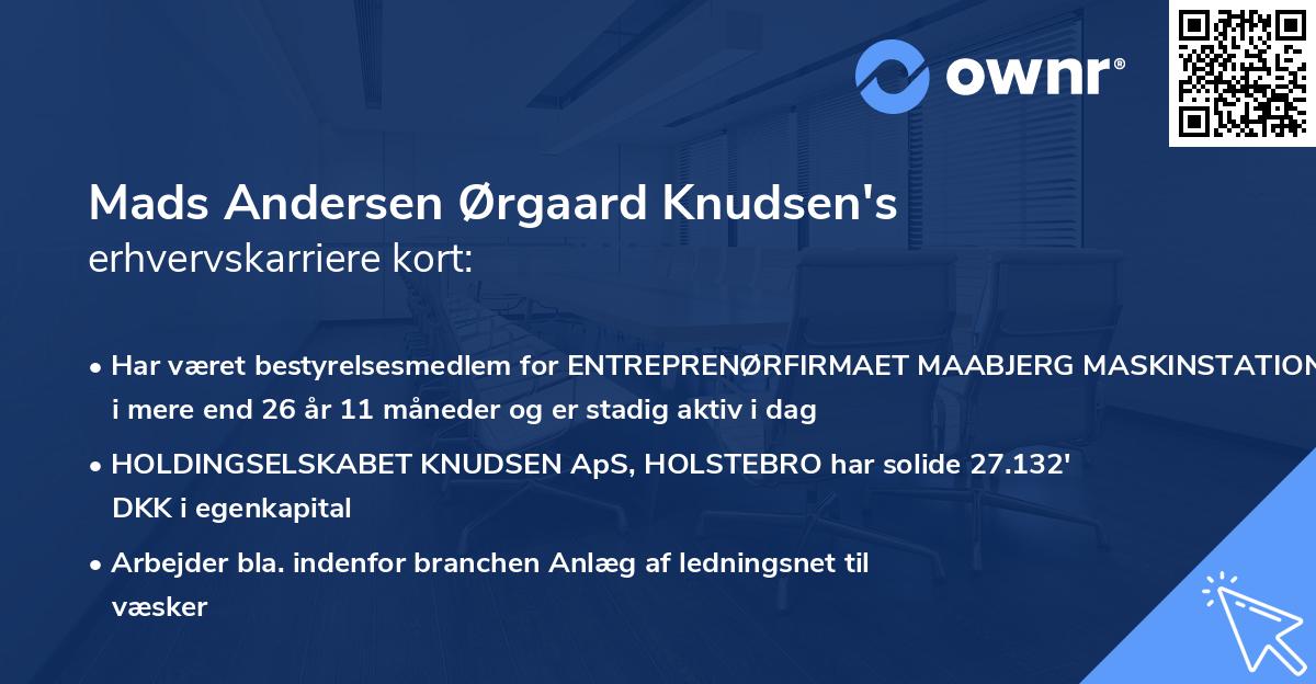 Mads Andersen Ørgaard Knudsen's erhvervskarriere kort