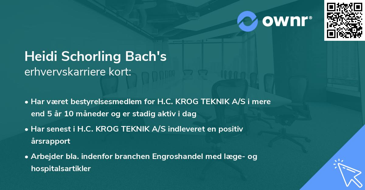 Heidi Schorling Bach's erhvervskarriere kort