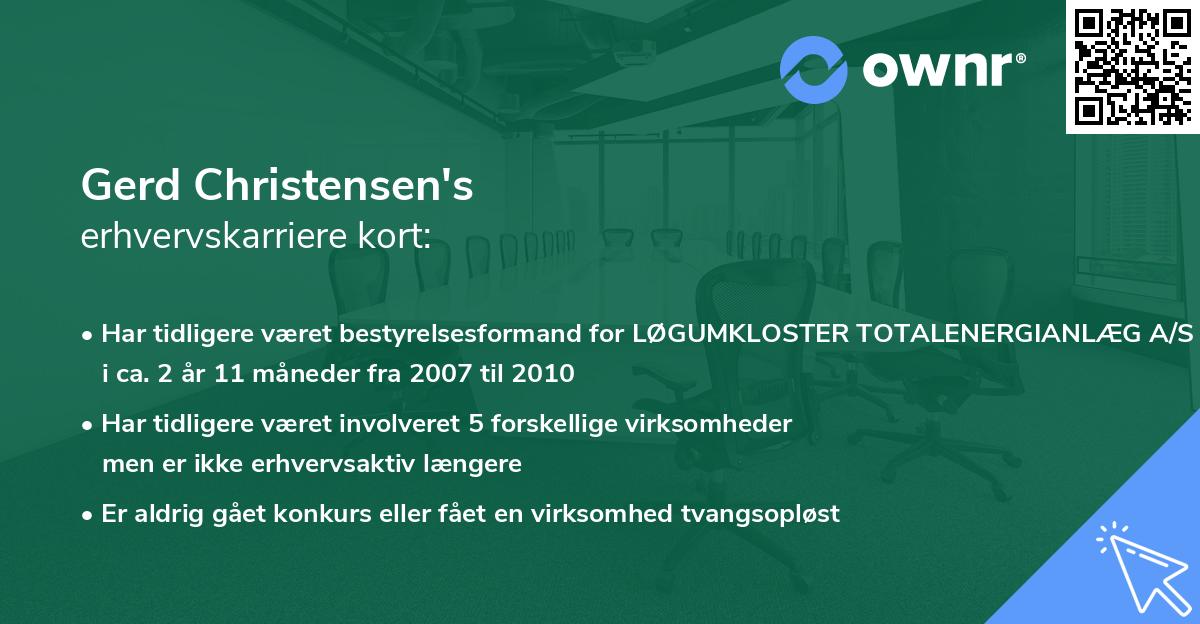 Gerd Christensen's erhvervskarriere kort