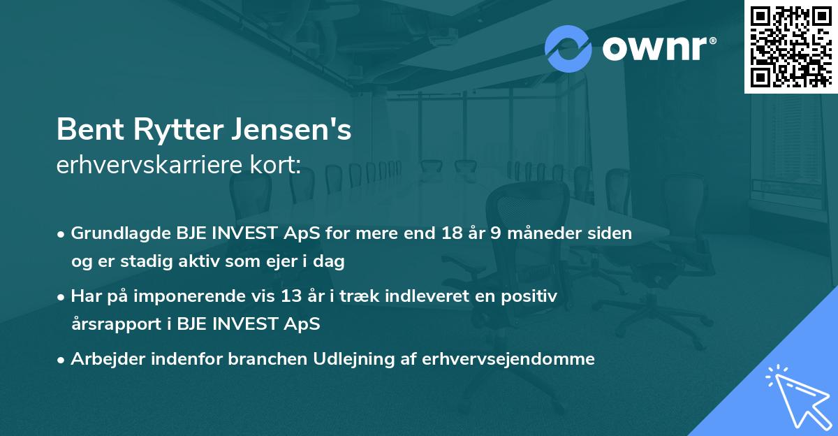 Bent Rytter Jensen's erhvervskarriere kort