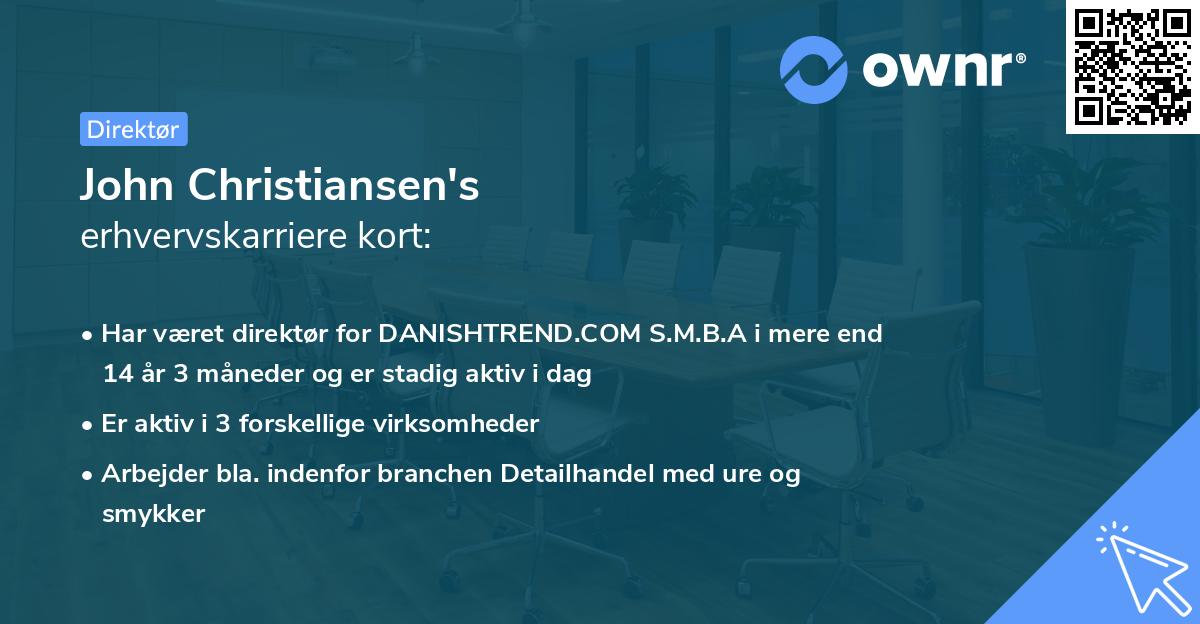 John Christiansen's erhvervskarriere kort