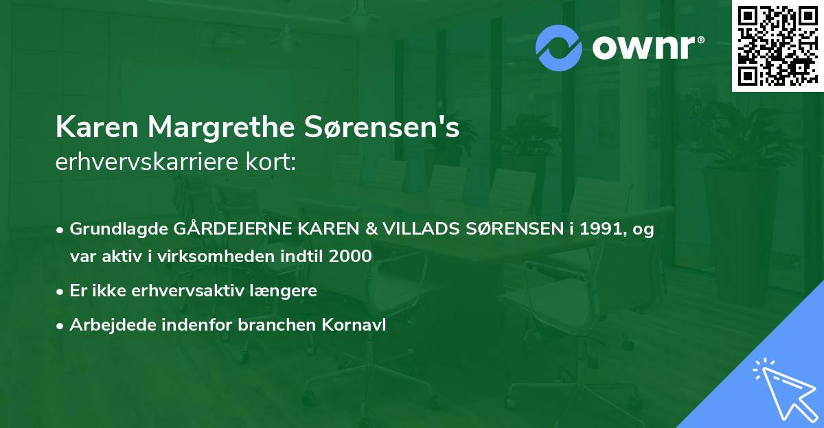 Karen Margrethe Sørensen's erhvervskarriere kort