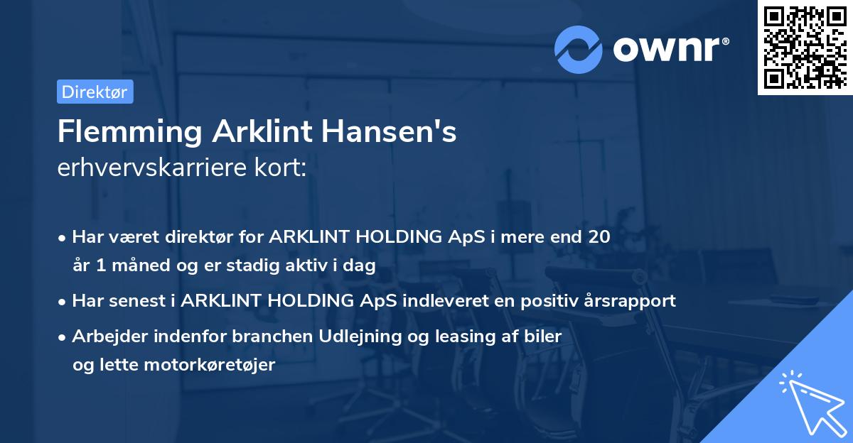 Flemming Arklint Hansen's erhvervskarriere kort