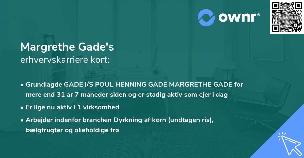 Margrethe Gade's erhvervskarriere kort