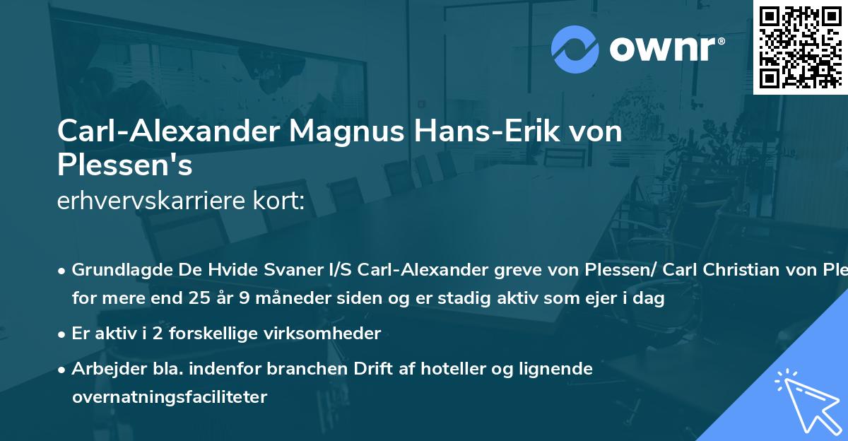 Carl-Alexander Magnus Hans-Erik von Plessen's erhvervskarriere kort