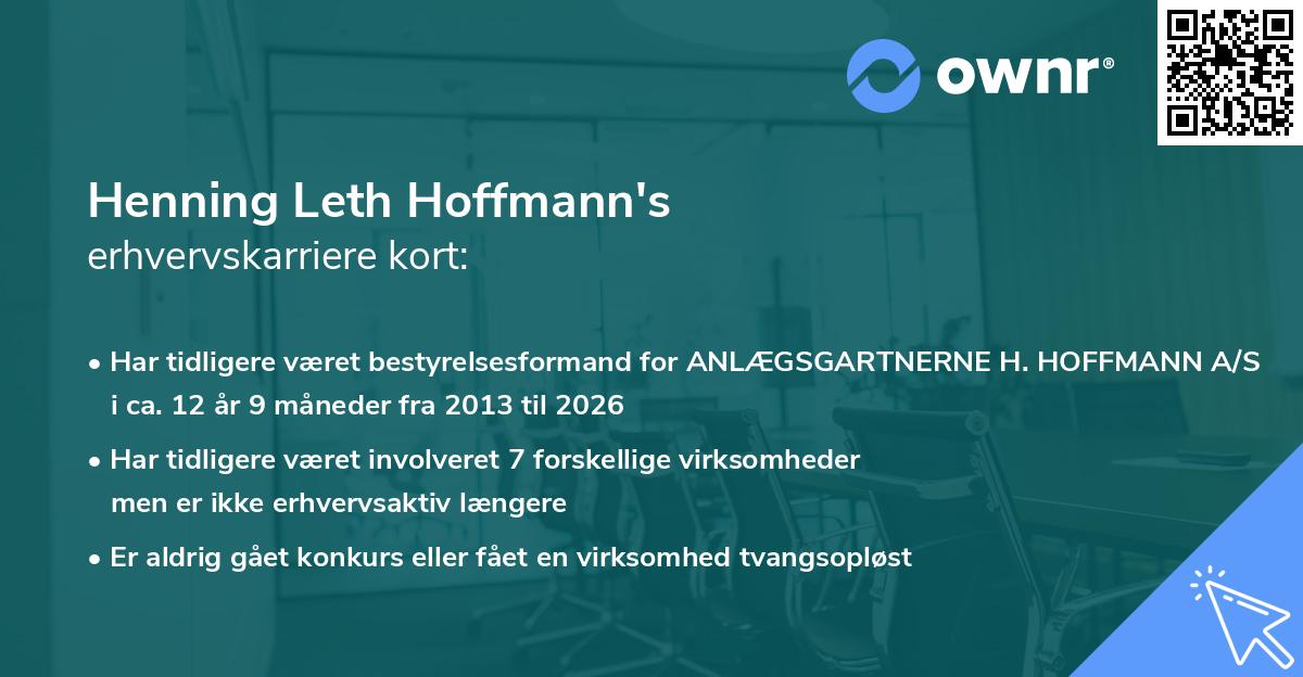 Henning Leth Hoffmann's erhvervskarriere kort