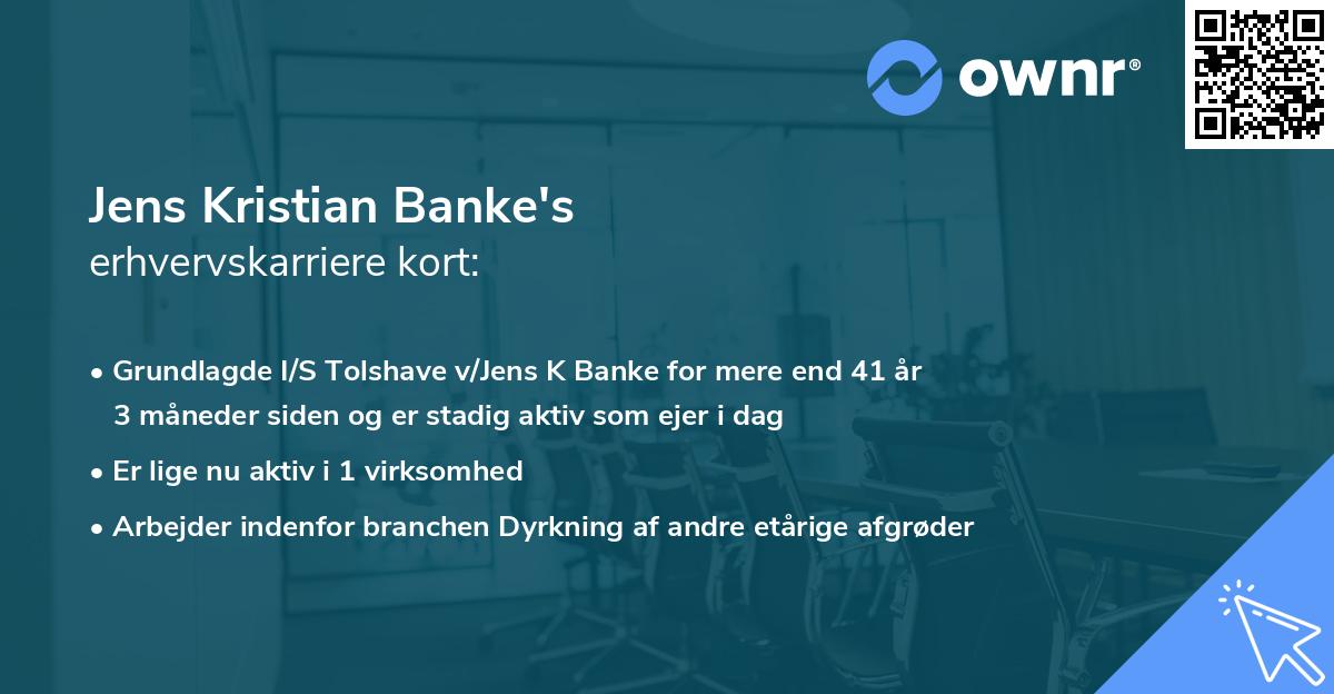 Jens Kristian Banke's erhvervskarriere kort