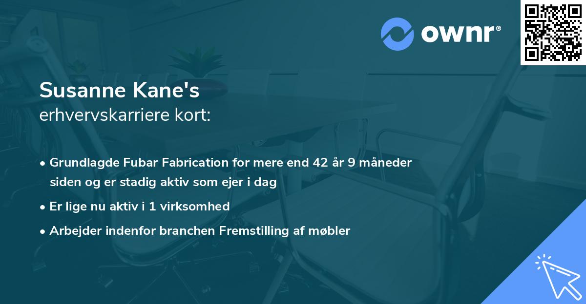 Susanne Kane's erhvervskarriere kort
