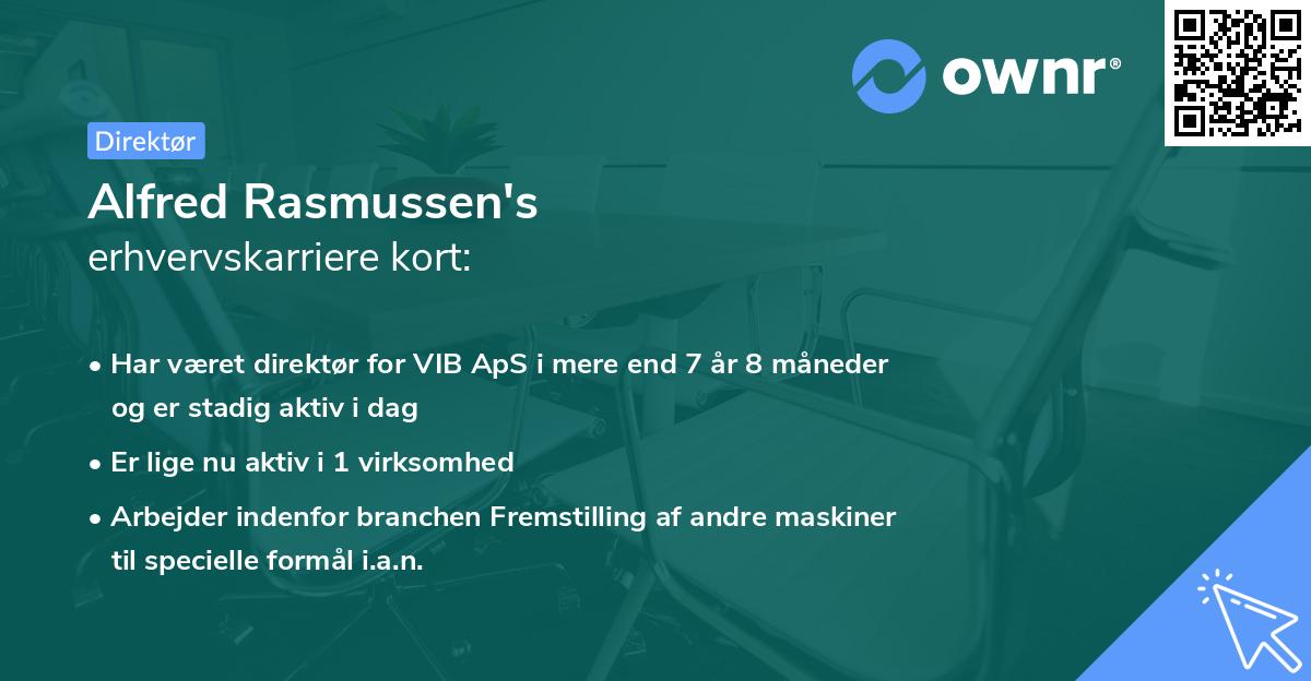 Alfred Rasmussen's erhvervskarriere kort