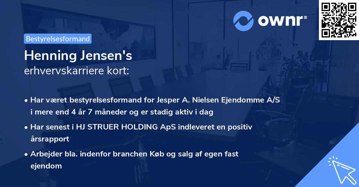Henning Jensen's erhvervskarriere kort