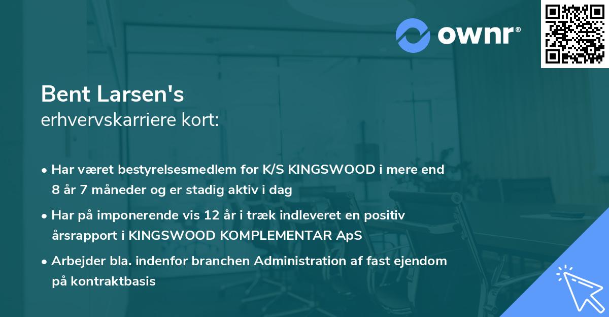 Bent Larsen's erhvervskarriere kort