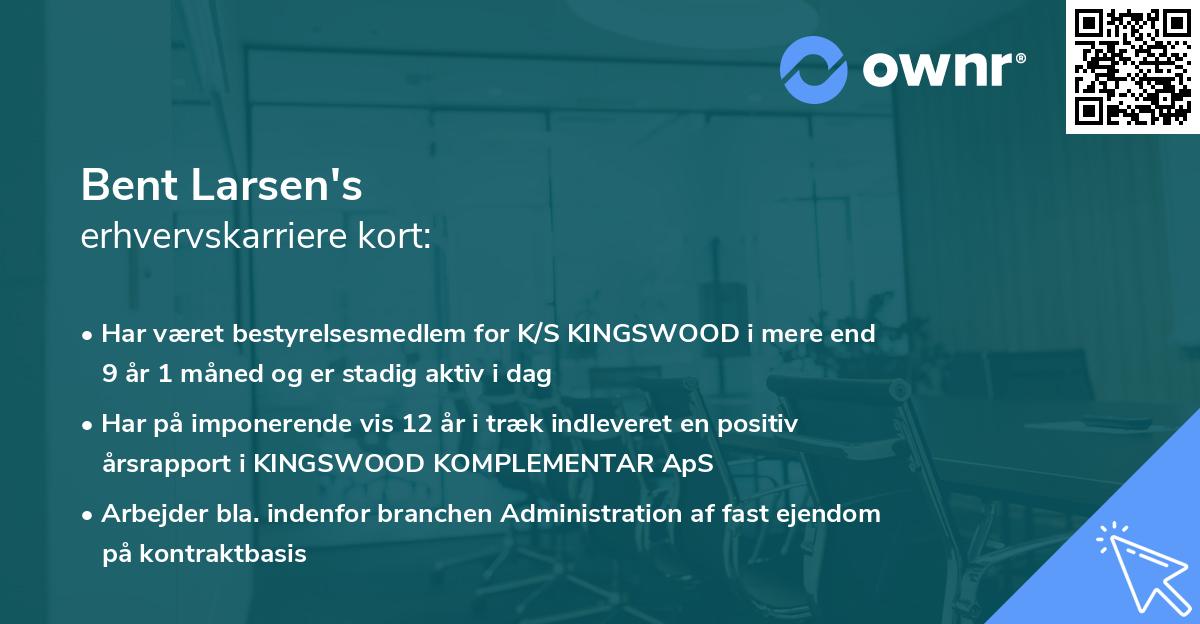 Bent Larsen's erhvervskarriere kort
