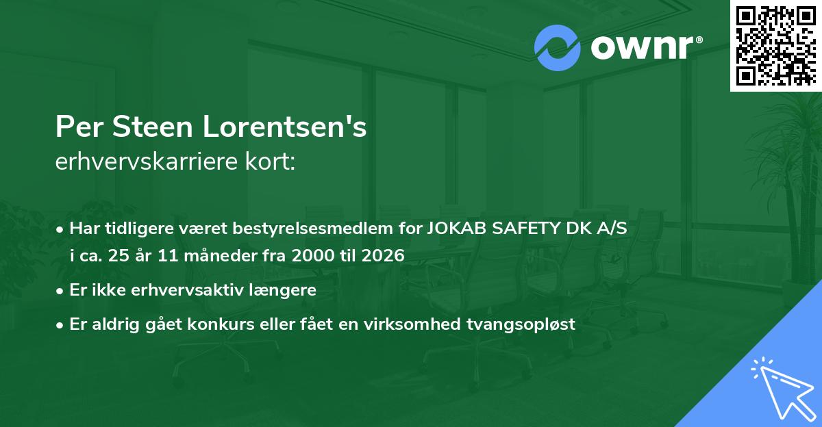 Per Steen Lorentsen's erhvervskarriere kort