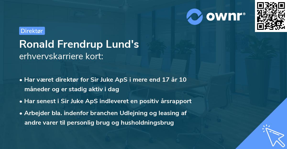 Ronald Frendrup Lund's erhvervskarriere kort