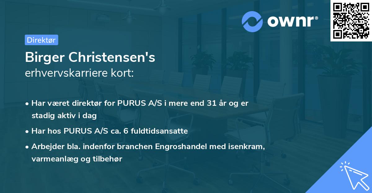 Birger Christensen's erhvervskarriere kort