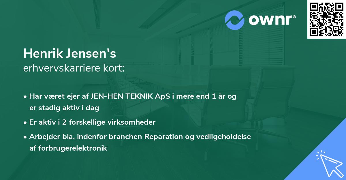 Henrik Jensen's erhvervskarriere kort