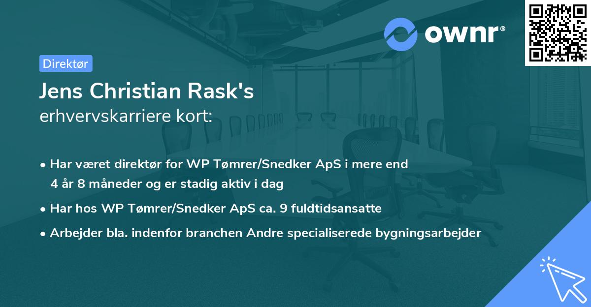 Jens Christian Rask's erhvervskarriere kort
