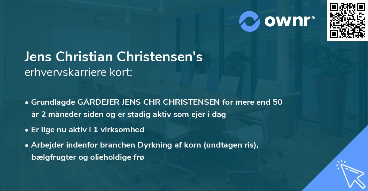 Jens Christian Christensen's erhvervskarriere kort