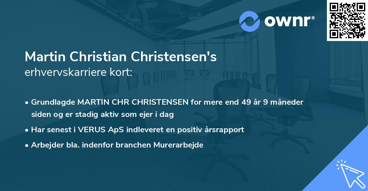 Martin Christian Christensen's erhvervskarriere kort