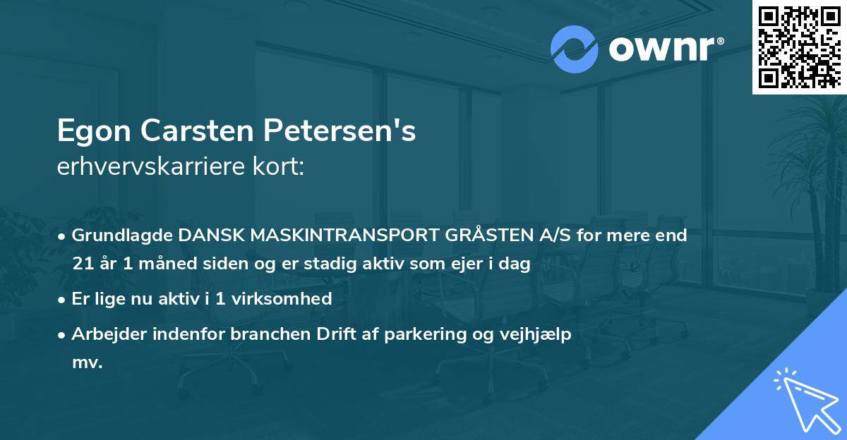Egon Carsten Petersen's erhvervskarriere kort