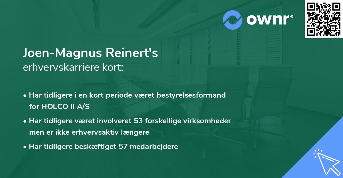 Joen-Magnus Reinert's erhvervskarriere kort