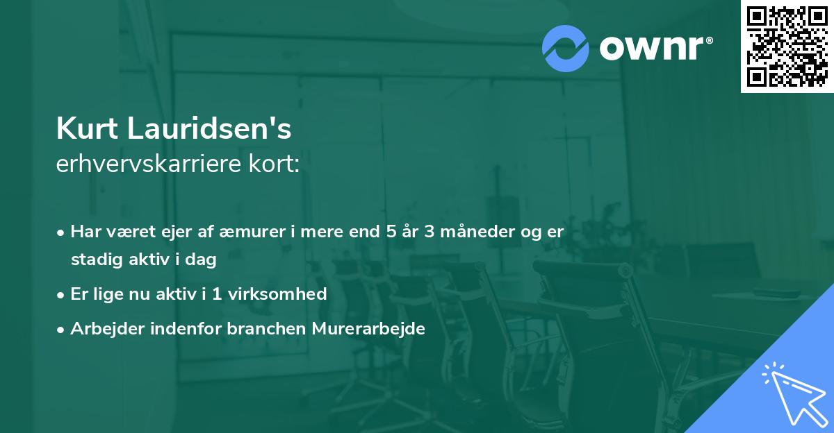 Kurt Lauridsen's erhvervskarriere kort