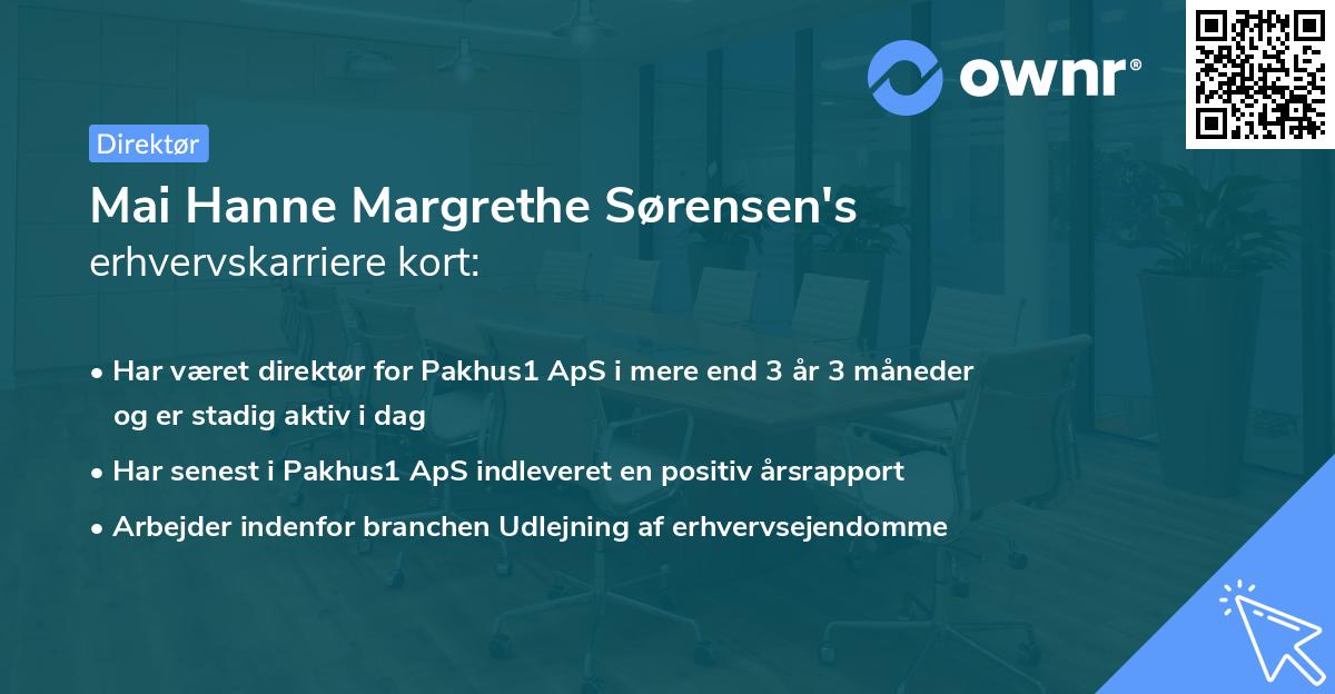 Mai Hanne Margrethe Sørensen's erhvervskarriere kort
