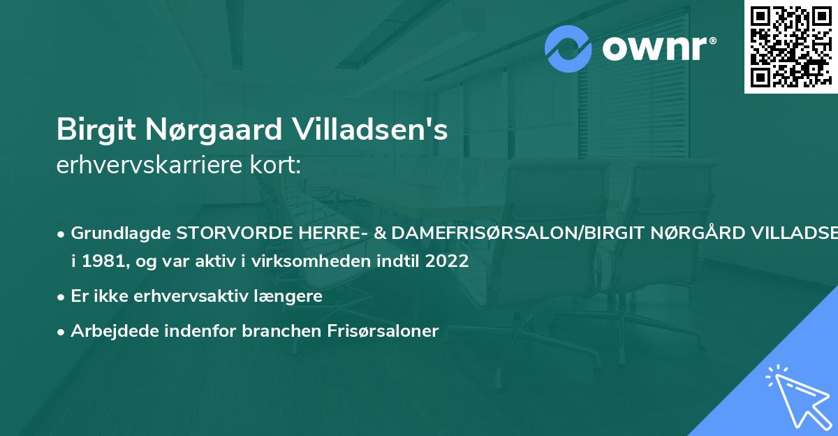 Birgit Nørgaard Villadsen's erhvervskarriere kort