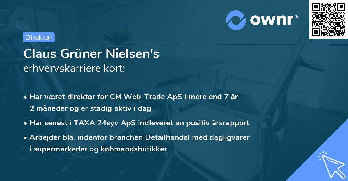 Claus Grüner Nielsen's erhvervskarriere kort