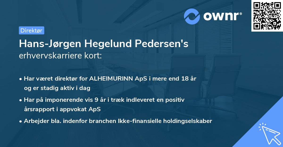 Hans-Jørgen Hegelund Pedersen's erhvervskarriere kort