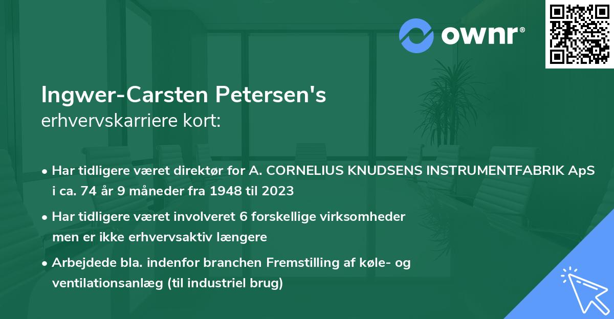 Ingwer-Carsten Petersen's erhvervskarriere kort