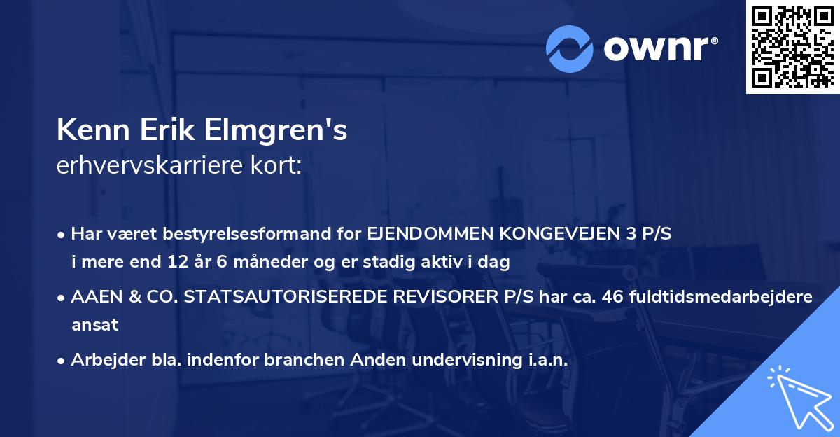 Kenn Erik Elmgren's erhvervskarriere kort
