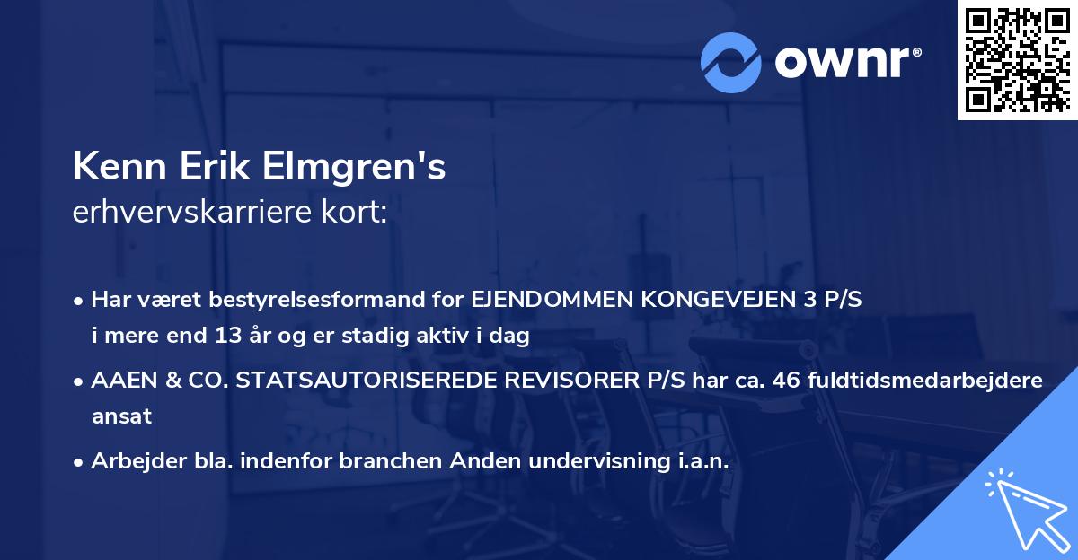 Kenn Erik Elmgren's erhvervskarriere kort