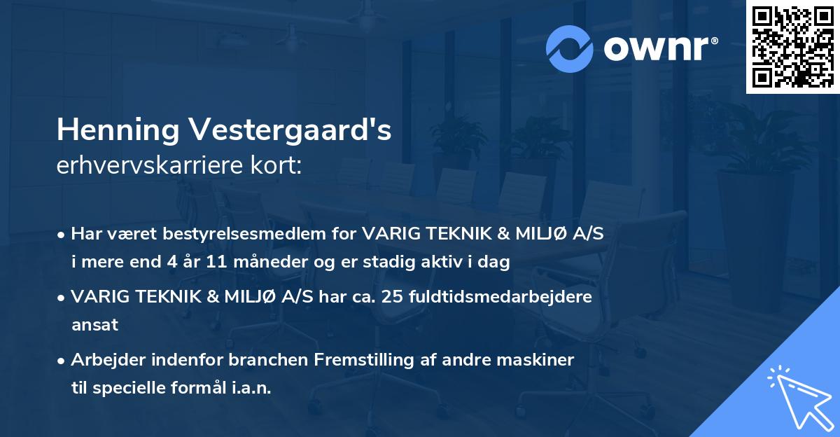 Henning Vestergaard's erhvervskarriere kort