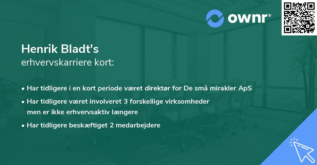 Henrik Bladt's erhvervskarriere kort