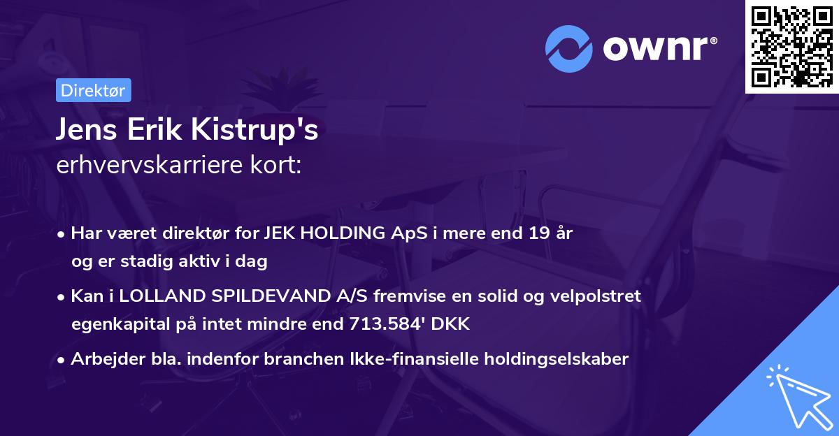 Jens Erik Kistrup's erhvervskarriere kort