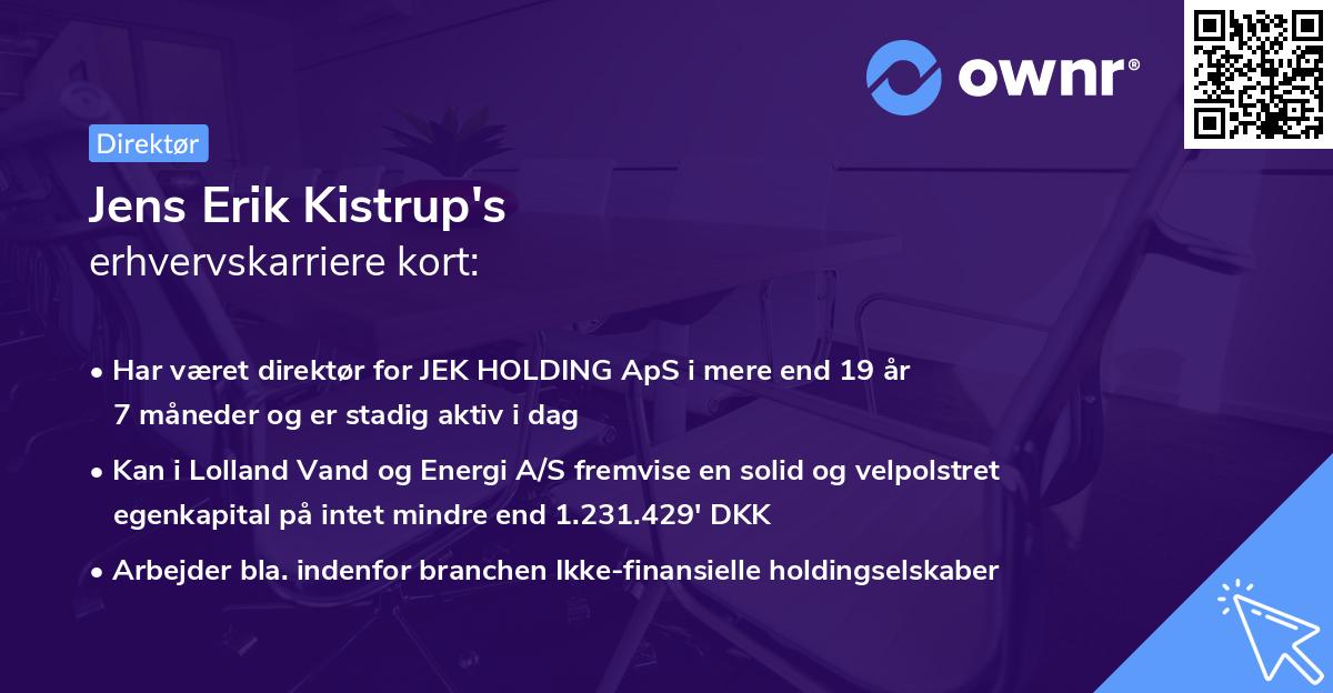 Jens Erik Kistrup's erhvervskarriere kort