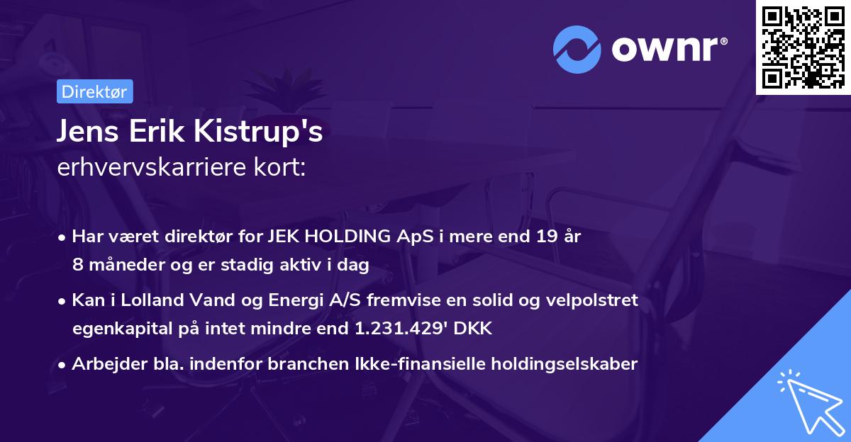Jens Erik Kistrup's erhvervskarriere kort