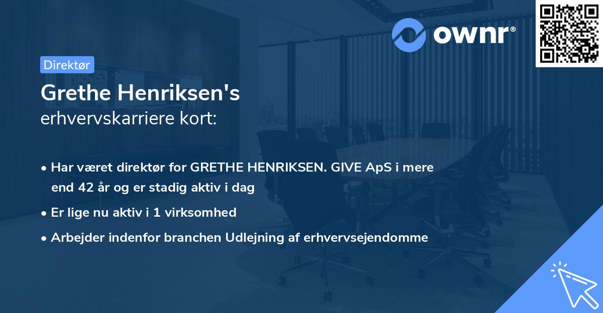 Grethe Henriksen's erhvervskarriere kort