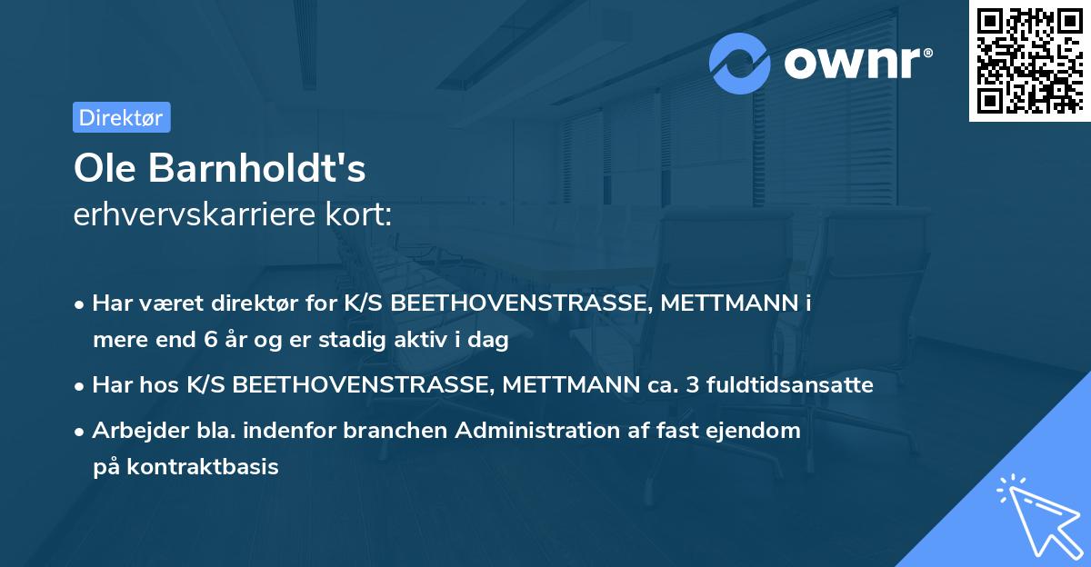 Ole Barnholdt's erhvervskarriere kort